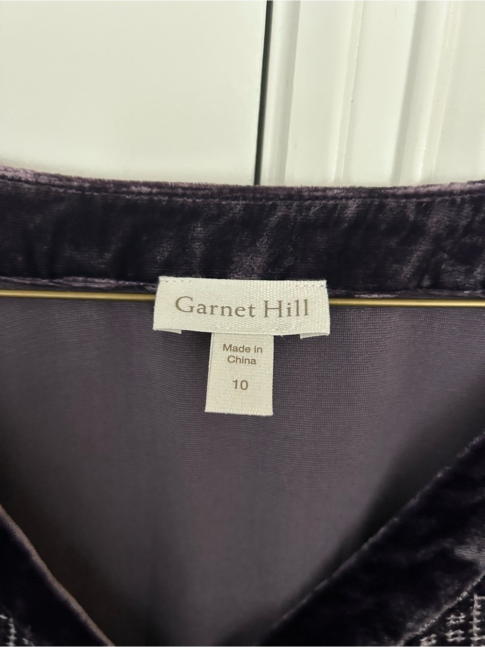 Garnet Hill Deep Plum Velvet Embroidered V-Neck Blouse - Picture 3 of 4